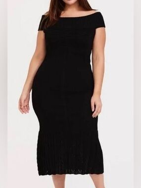 🆕 NWT Women’s torrid 1 Black Sweater Trumpet Midi Dress 1X 14 16 1XL